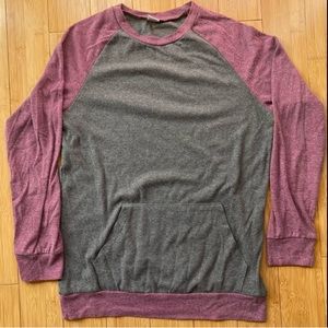 Gray and purple crew neck sweatshirt